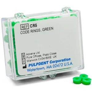 Pulpdent Code Rings, Green Pulpdent Code Rings, Green