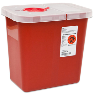 Multi-Purpose Sharps Container with Hinged Lid