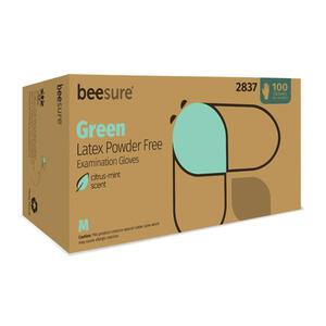 BeeSure Green Latex Powder Free Exam Gloves