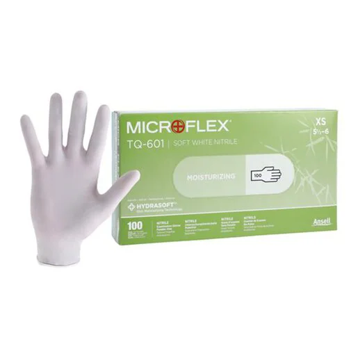 MICROFLEX TQ-601 Soft White Nitrile Exam Gloves